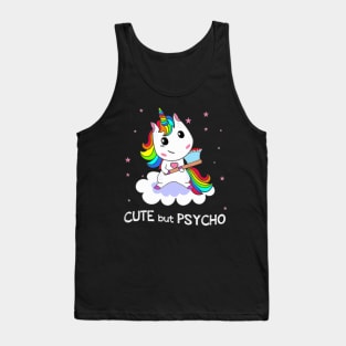 Cute But Psycho Unicorn Rainbow Tshirt Funny Tank Top